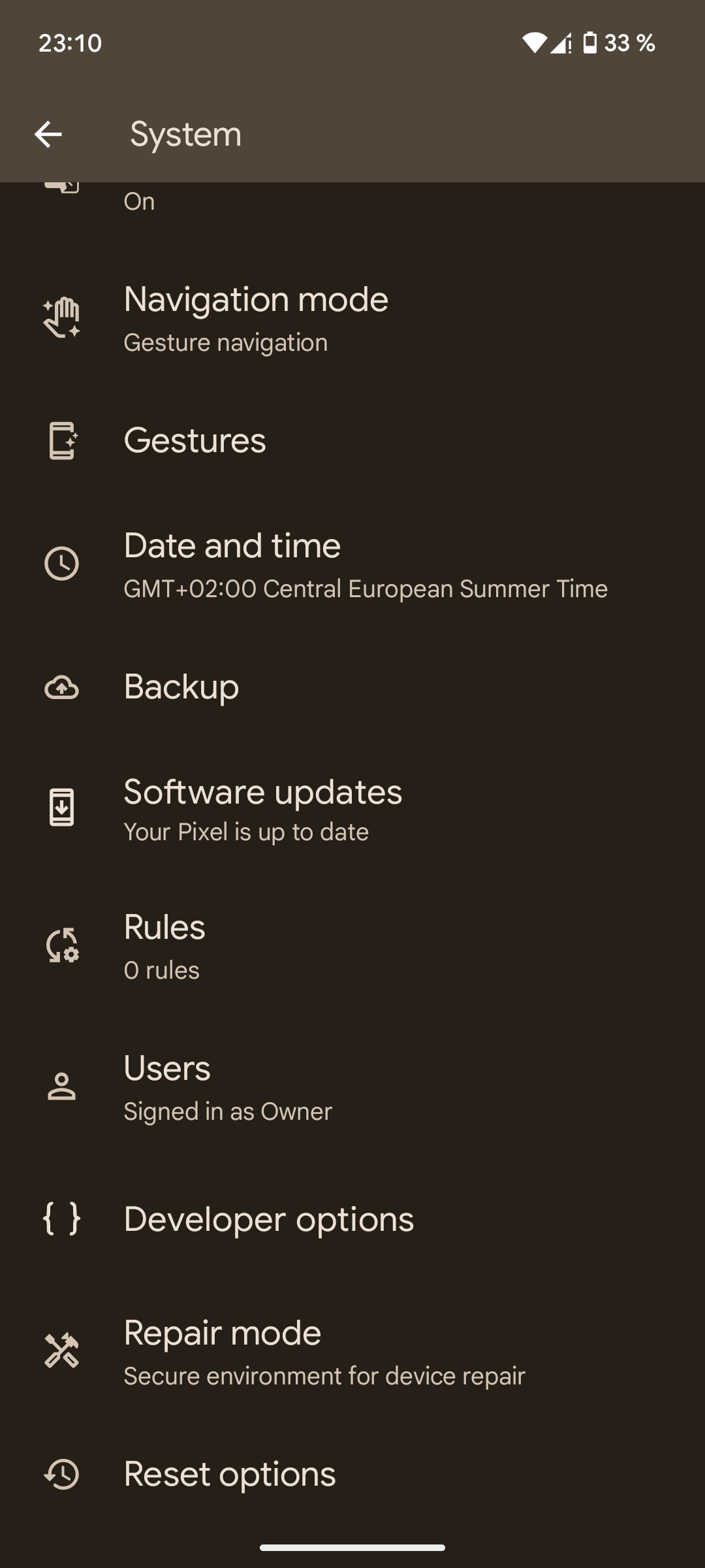 Developer Options in Settings