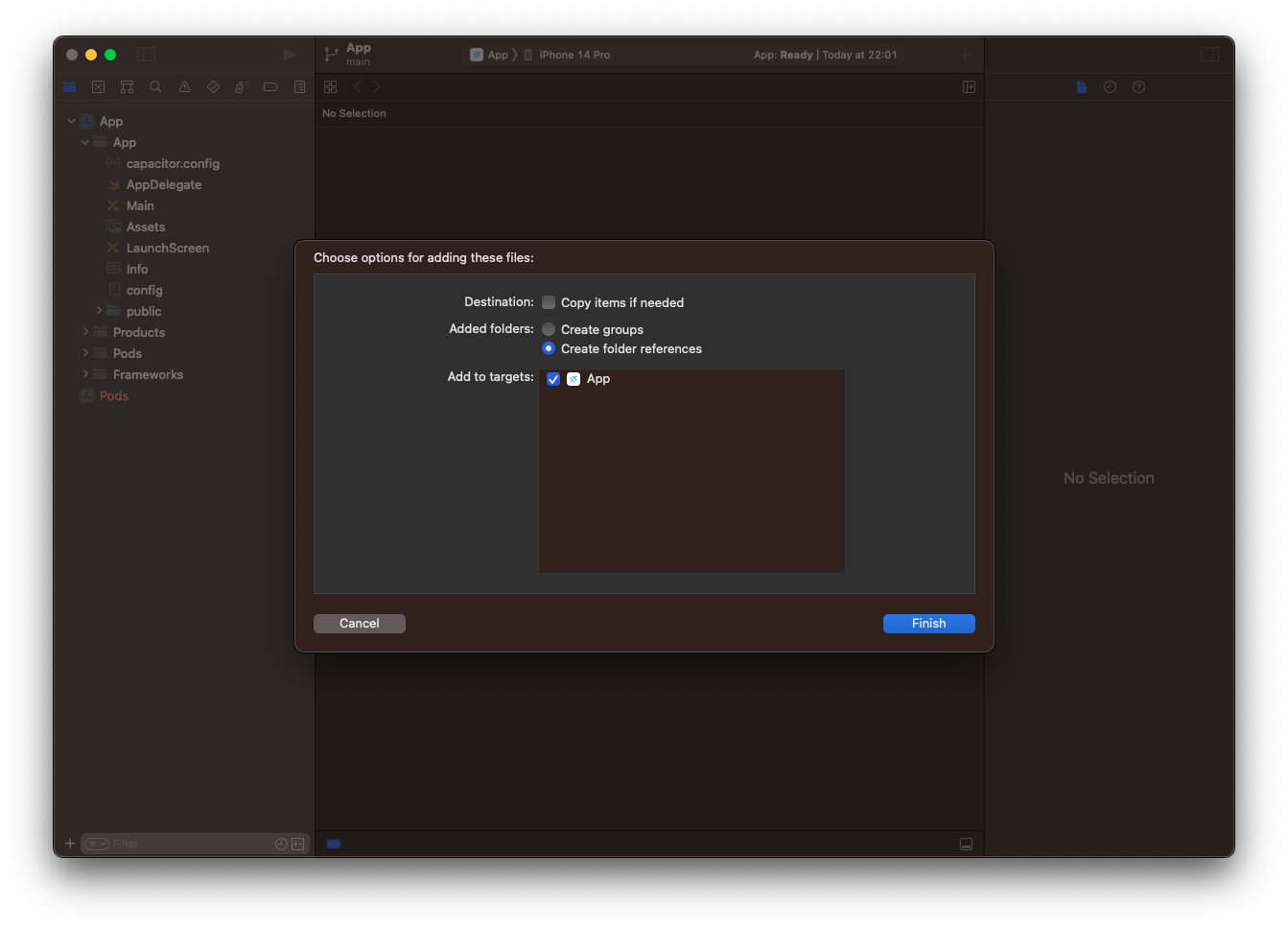 Add Firebase config file to Xcode project